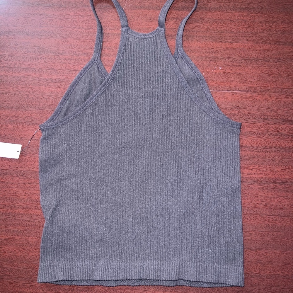 Women's Charcoal Ribbed Tank Top - Picture 3 of 3